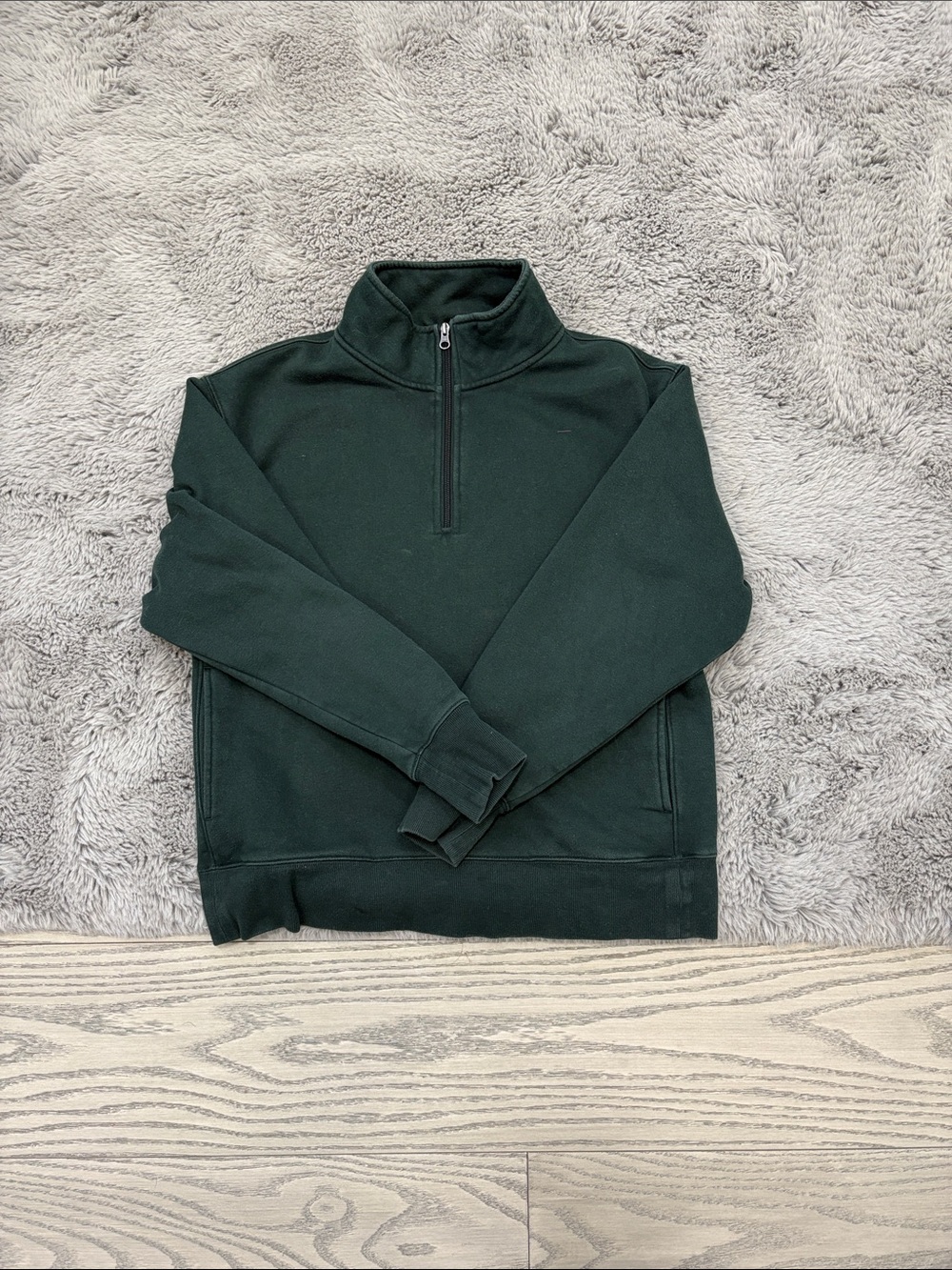 Women's Dark Green Half-Zip Pullover Sweater